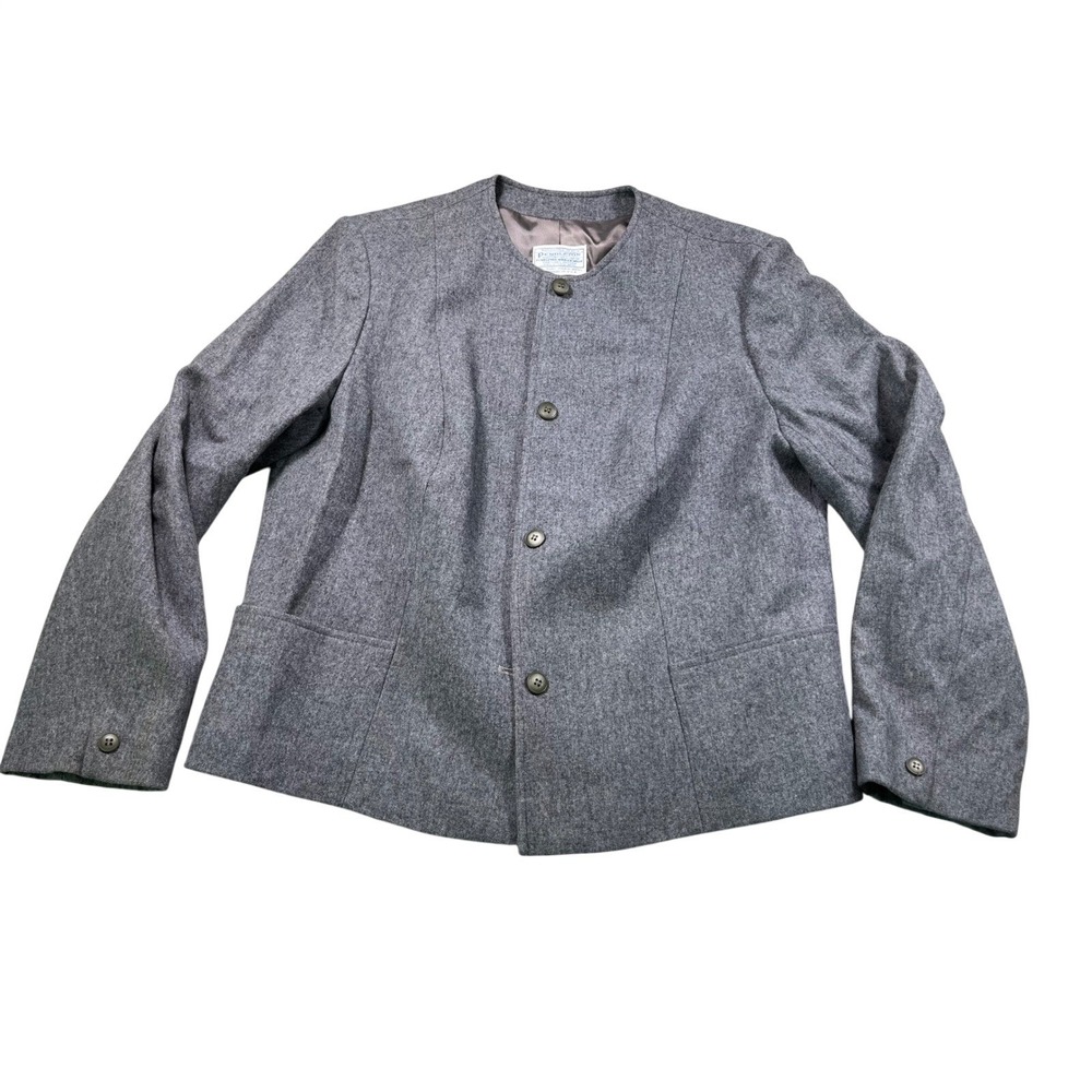 Vintage Pendleton Gray Virgin Wool Jacket USA Medium  Lined Collarless‎ Blazer